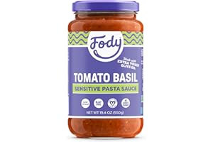 Fody Foods Tomato Basil Pasta Sauce, 19.4 Oz, Garlic and Onion Free, Low FODMAP Certified, Gut & IBS Friendly, Vegan, Non-GMO, Gluten Free, Kosher