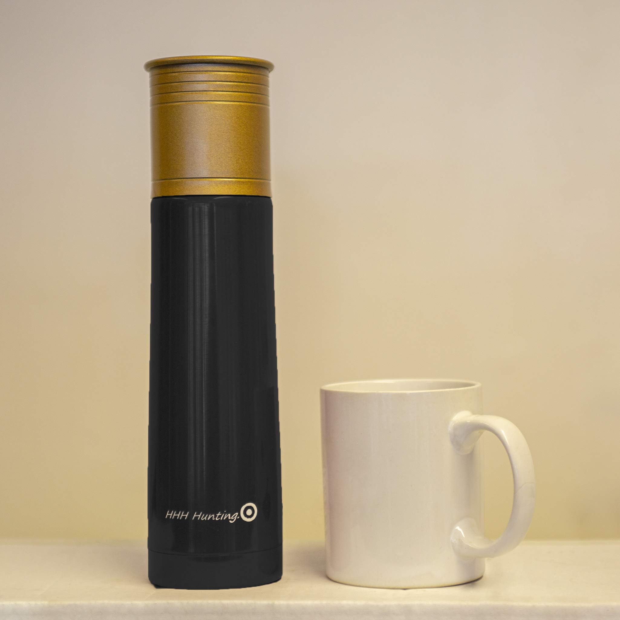 HHHunting® 500ml/750ml Stainless Steel Novelty Shotgun Cartridge Stainless Steel Thermos Flask Soup Flask With Pop Up Pourer In Black, Red Or Green. Drinks Bottle Great For Hunting Shooting Fishing Or Camping. Ideal Gift.
