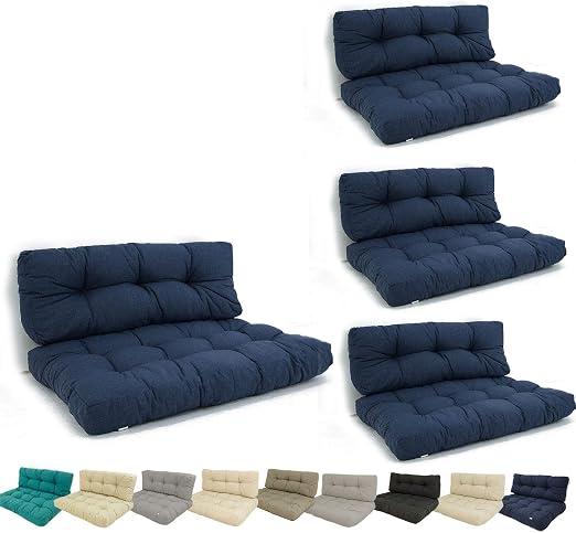 Edenjardi Pack 4 Cojines para palets, Cojín de Asiento 80x120x16 ...