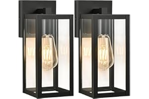 BRIGHTWE Outdoor Wall Lights Waterproof Exterior Porch Light Fixtures Wall Mounted Wall Lantern Sconces with E26 Sockets Glass Shades, Modern Black Outside Lights for House for Patio Front Door Entryway