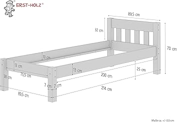 Napravi Rs Erst Holz Lit Simple Style Contemporain Pin Massif Naturel 90x190 Lit Enfant Y Compris Sommier 60 38 09 190 Lits Lits Et Cadres De Lit