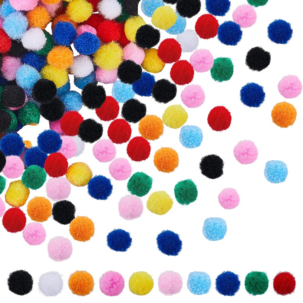 SUNNYCLUE 400pcs 10 Colors Pompom Balls Bulk 10mm Pom Poms Assorted Multicolored Fibre Soft Fluffy Fuzzy Decor Round Mini Pompoms Ball for Making DIY Creative Art Crafts Party Decorations Supplies