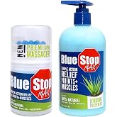 Blue Stop Max Muscle &amp; Joint Relief Gel and Mini Applicator: Fast-Acting Sore Muscle, Back &amp; Neck Relief Cream, Massage Applicator for Sports Cream, Elbow Relief, Performance Roll On for Muscle &amp; Join