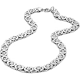 Urban Jewelry Mechanic Style Ultra Wide Stainless Steel Men's Necklace (Silver, 19,21,23 inches, 11 mm width)