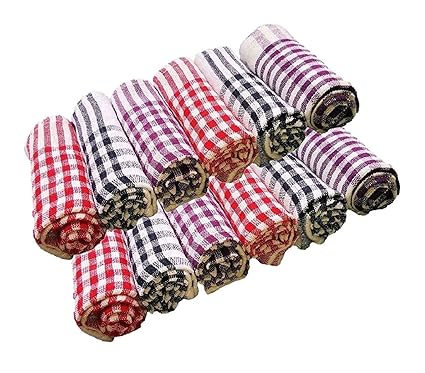 manan Cotton Cleaning Dusting Cloth Table Napkin Multipurpose Kitchen Towel (Multi-coloured)-Pack of 12