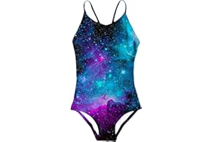 ACOCOPY Girls One Piece Swimsuit Cool Print Bathing Suit Sleeveless Beach Bikini Swimwear 5-11 Years