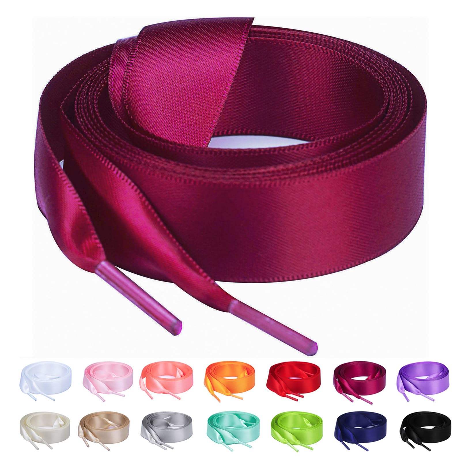 Booyckiy Flat Colorful Satin Ribbon Shoelaces