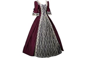 OPLXUO 18th Century Women's Victorian Ball Gown Vintage Renaissance Medieval Court Queen Dress Gothic Halloween Fancy Costume