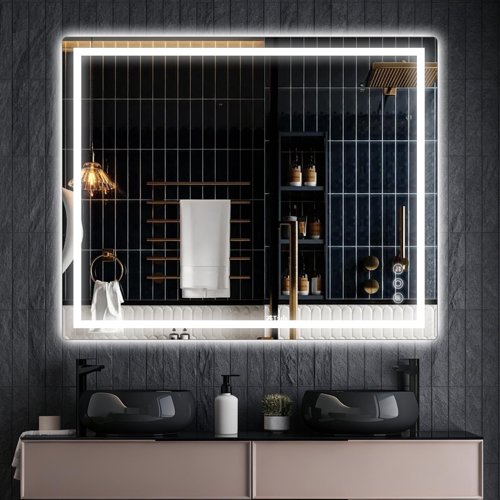 Memobarco 32"x 40" Bathroom Mirror for Over Sink, Anti-Fog LED Bathroom Mirror with Lights, Memory 3 Colors Modes & Dimmable Bathroom Vanity Mirror Image