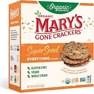 Mary's Gone Crackers Super Seed Crackers, Everything, 4 Ounce (Pack of 1), Organic Plant Based Protein, Gluten Free