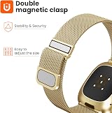 Yoohoo Stainless Steel Strap for Fitbit Versa 3/4 Sense 2 Adjustable Double view 2