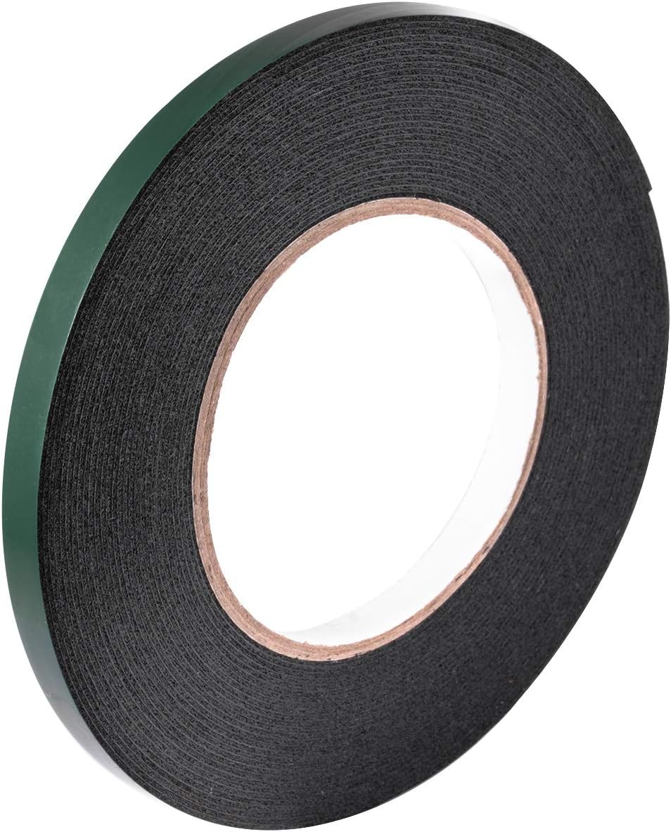YoiYee 10mm x 10m Double Sided Foam Tape, Strong Sticky Adhesive Green Film Glazing Tape, PE Sponge Strip Sticky Mounting Tape, Black - Image 4