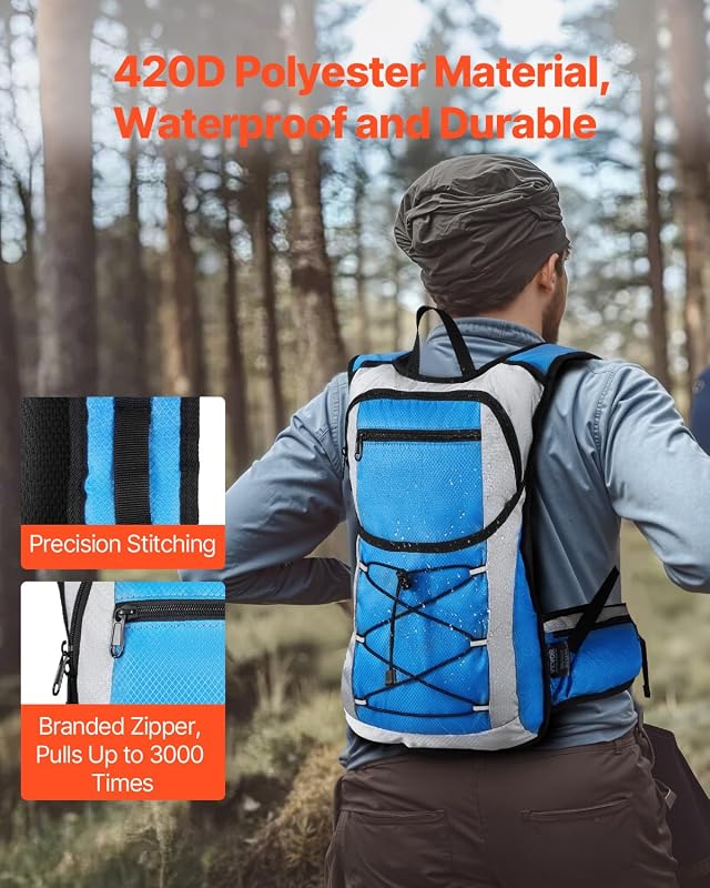 Trinkrucksack 15 L isolierter Rucksäcke mit 3 L TPU-Wasserblase Laufrucksack Wanderrucksäcke für Radfahren Laufen Ausflug Schwarz, Hydro-Wasser-Tagesrucksack für Männer und Frauen