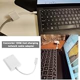 YINETTECH USB C to Ethernet Adapter 60W PD Type-C Charge RJ45 100Mbps view 2