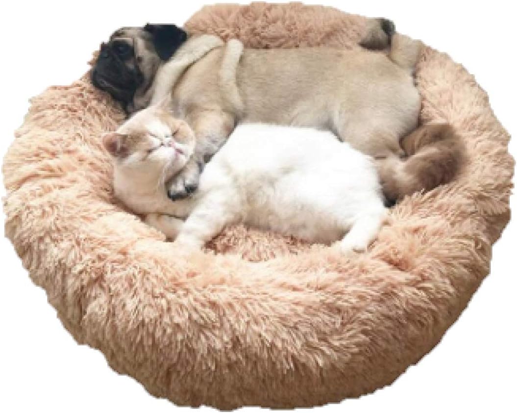 Self-Warming and Calming 100% Cotton-Filled Nesting Pet Bed (Multiple Sizes and Colors), Anti-Slip Bottom, Machine Washable(Small, Dark Grey)