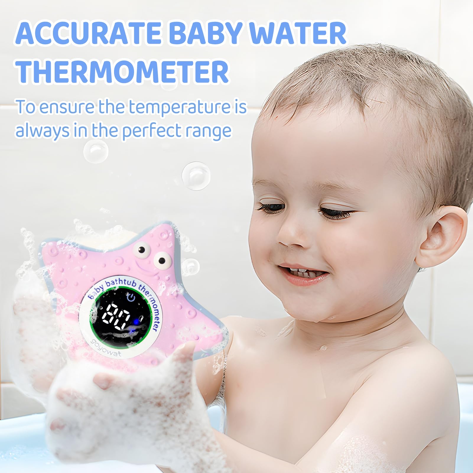 Baby Bath Thermometer with LED Display & Floating Crab Toy - 2-in-1 Color-Coded Alerts(Cold/Comfortable/Hot) | Bath Temperature Monitor, Adorable Floating Toys for Infants, Nursery Essentials