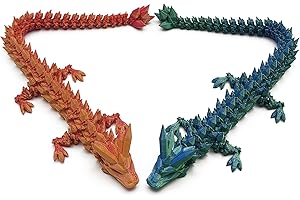 Tiayaiys 2PCS 12 Inch 3D Printed Dragon, Mystery Crystal Dragon, 3D Printed Articulated Dragon, Home Office Executive Desktop Decoration Toys, Autism/ADHD