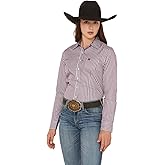 Cinch Women's Red and Blue Stripe Tencel Button Shirt
