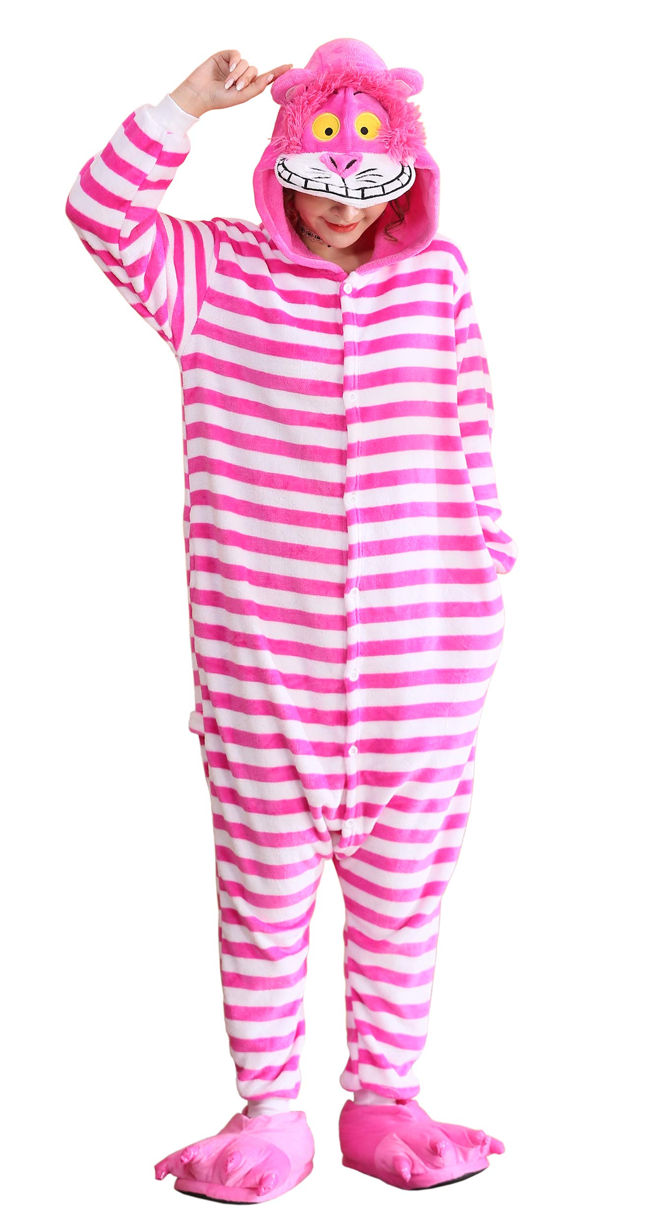 FunnyCos Adult Onesie Animal Pajamas Unisex Halloween Cosplay Costume Loungewear Cheshire Cat S