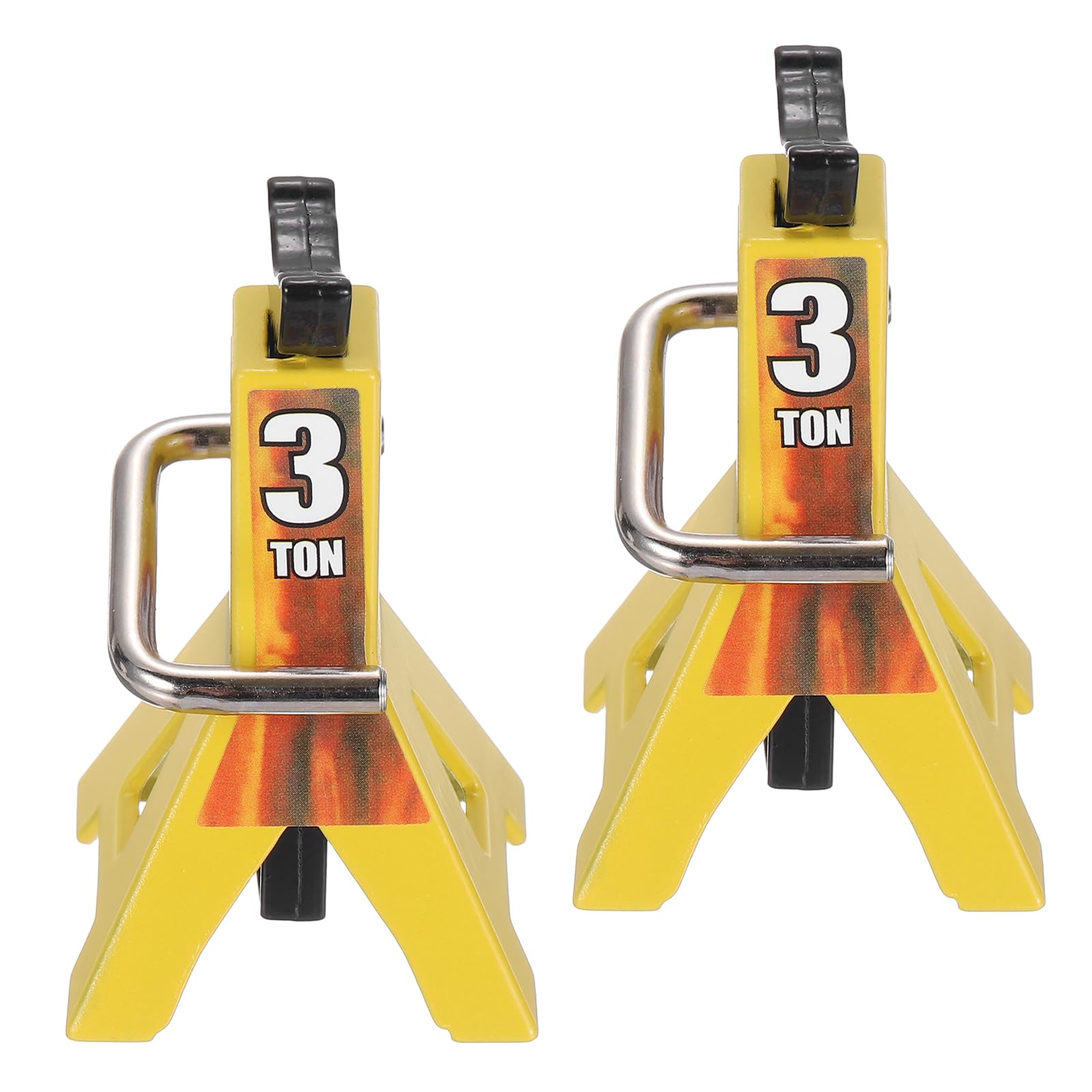 sourcing map RC Car Jack Stands, 1/10 RC Scale Jack Toy Stands 3 Ton Metal Toy Accessories Decoration Simulation for SCX10 D90 CC01 Rc Truck Crawler Car, Yellow, 2 Pcs — image 1
