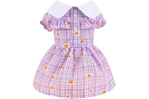 BAEJMJK Dog Dress for Small Dogs Daisy Floral Girl Puppy Dress Breathable Cute Princess Doggie Dresses Spring Summer Pet Cat Rabbit Clothes（Purple,Medium）