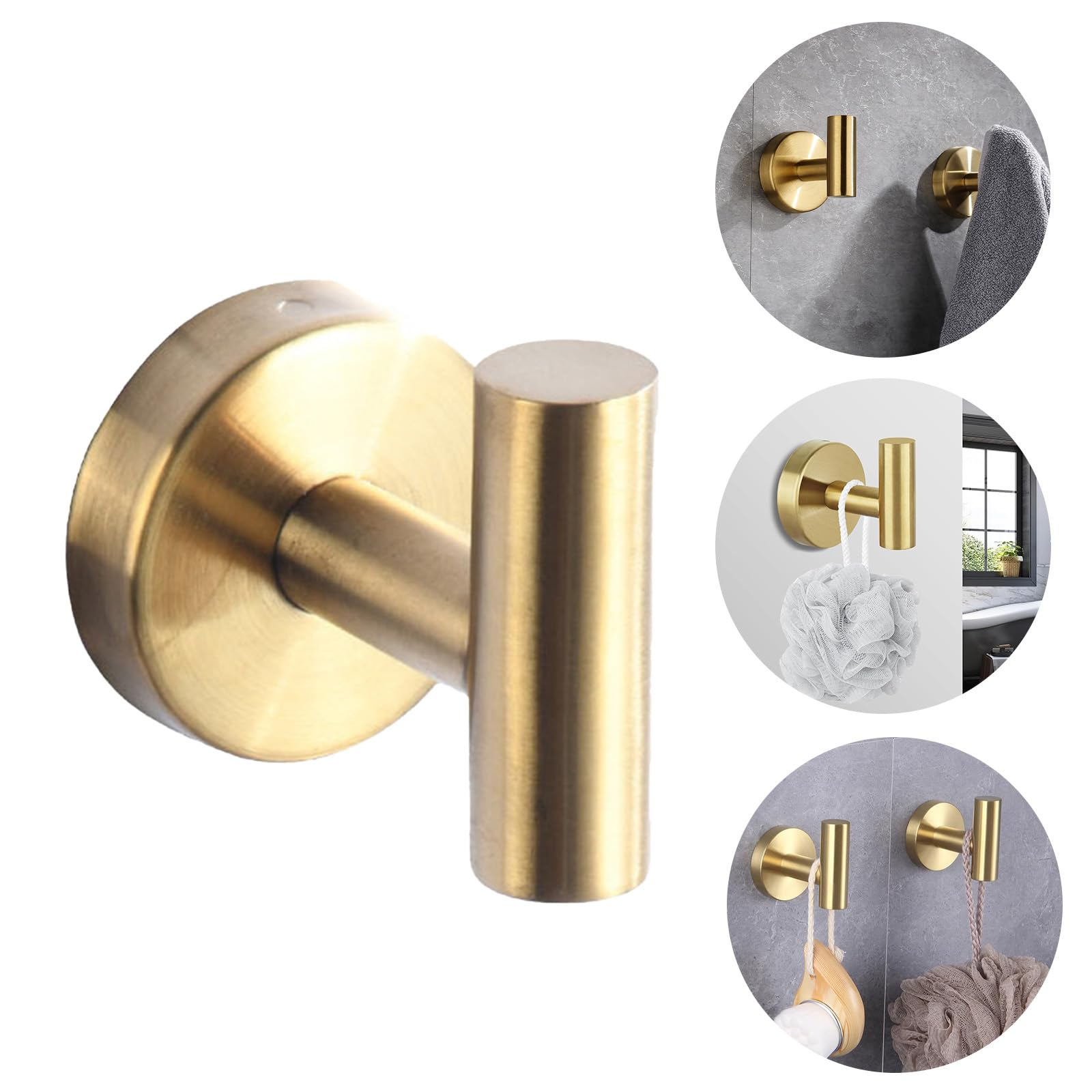 Boxonly Heavy Duty No-Drill Stainless Steel Suction Cup Coat Hook – Bathroom and Kitchen Towel Hooks, Gold – Strong Suction Hold, Removable, Up to 5kg Capacity, Modern Minimalist Design