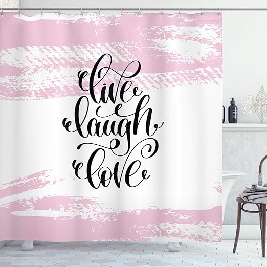 Amazon Com Ambesonne Live Laugh Love Shower Curtain Abstract