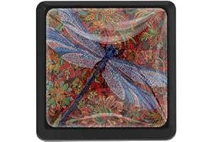 TIKISMILE Dragonfly Crystal Glass Square Drawer Knobs and Pulls Knobs Handles for Kitchen Furniture Door Drawer Cabinet Dresser Closet Wardrobe Cupboard Bathroom,3 Pack
