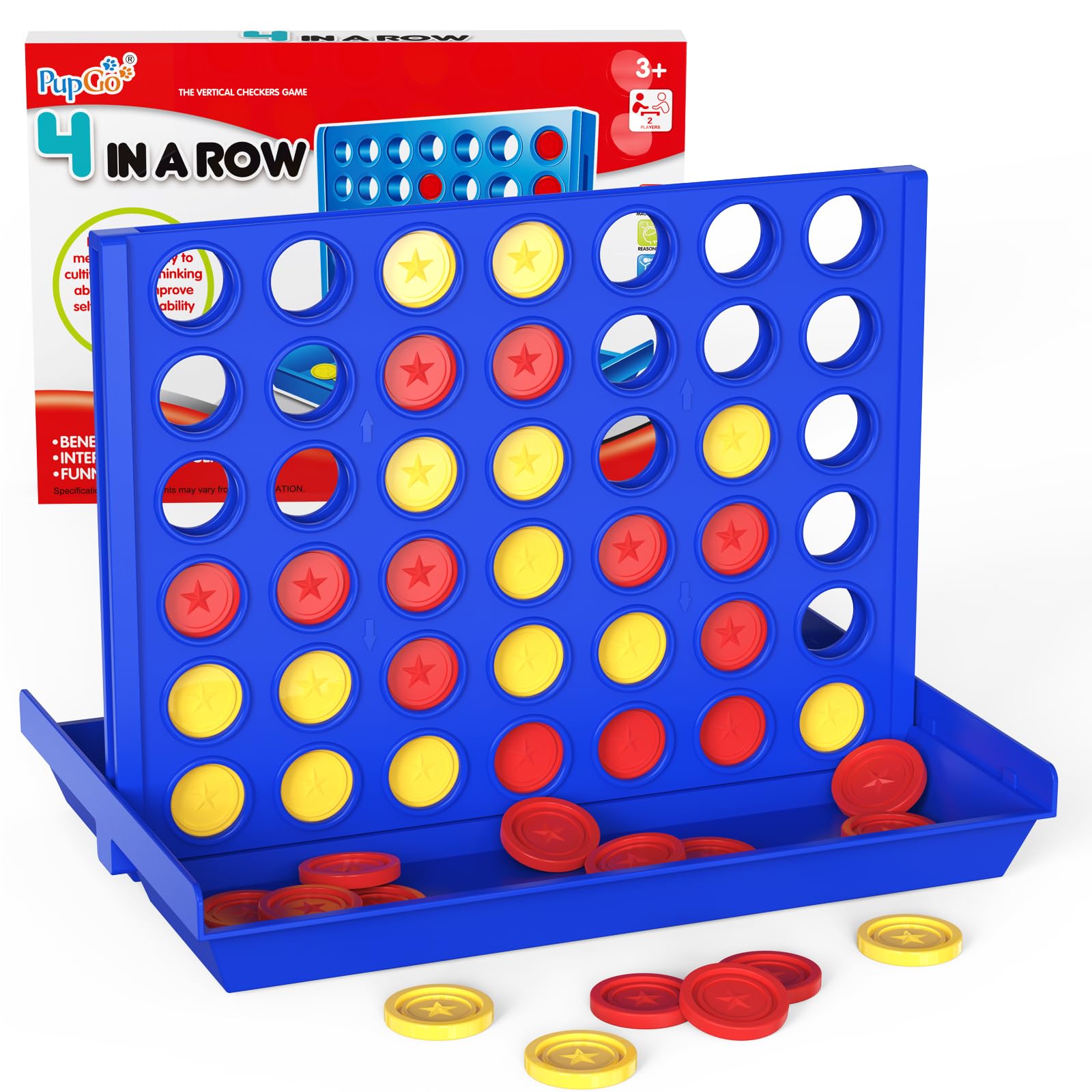 Photo 1 of Pup Go Standard Size 4 in a Row Game for Kids Ages 3+, Classic Family Board Game for Kids & Adults, Perfect Educational Toy for Boys Girls, Portable 2-Player Strategy Games, 6 Spare Discs Included