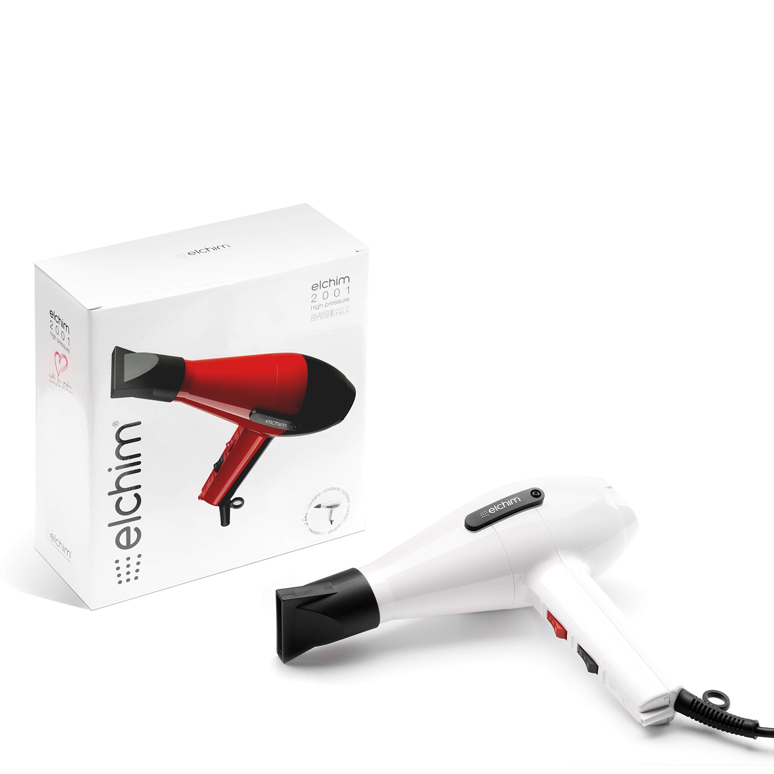 Elchim Classic 2001 High Pressure Hair Dryer - 1875 Watt Quick Dry Professional Salon Blow Dryer