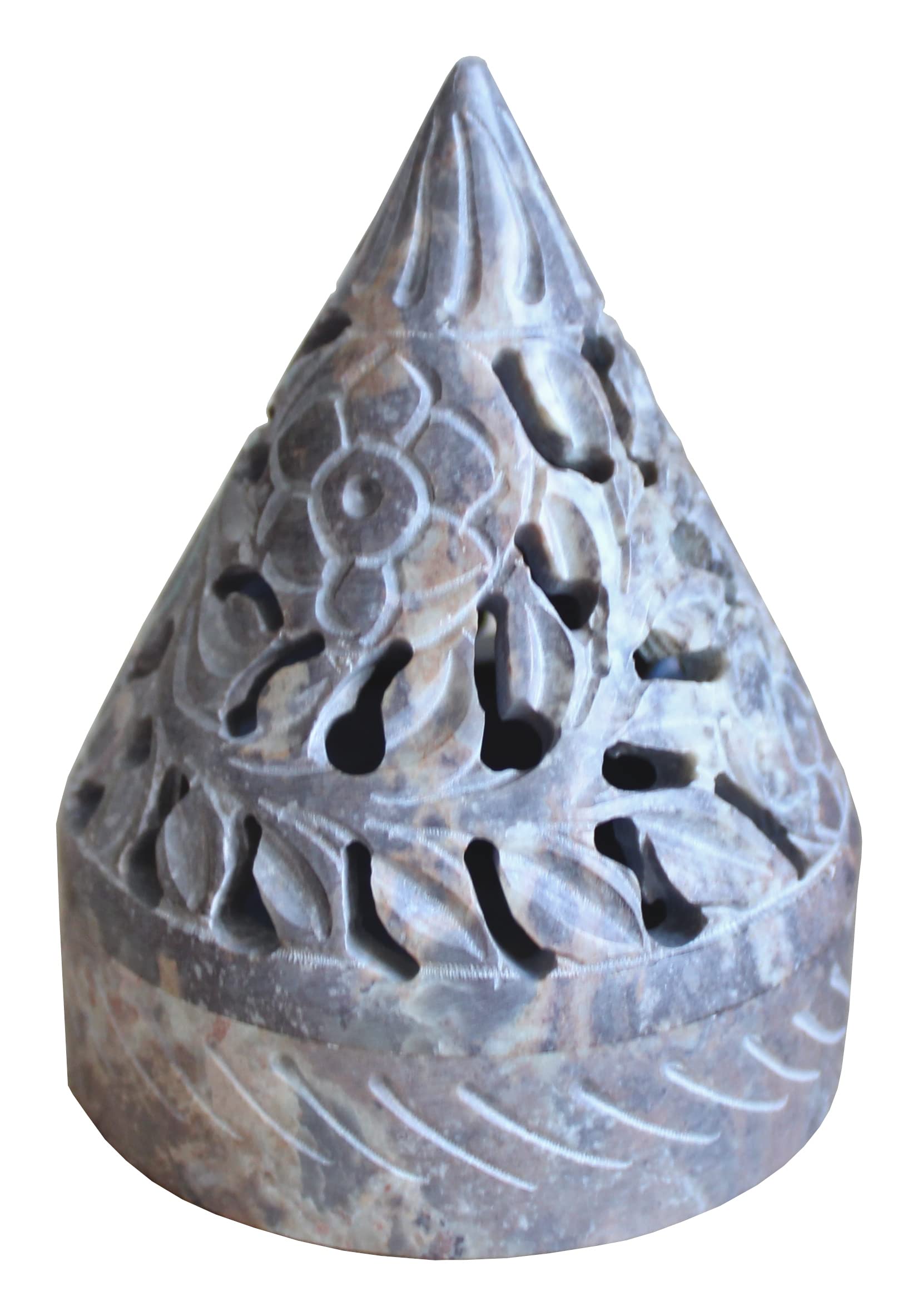 Bitto Incense cone holder & lantern PYRAMIDE made of softstone, H: 10,5 cm, Ø 7.5 cm
