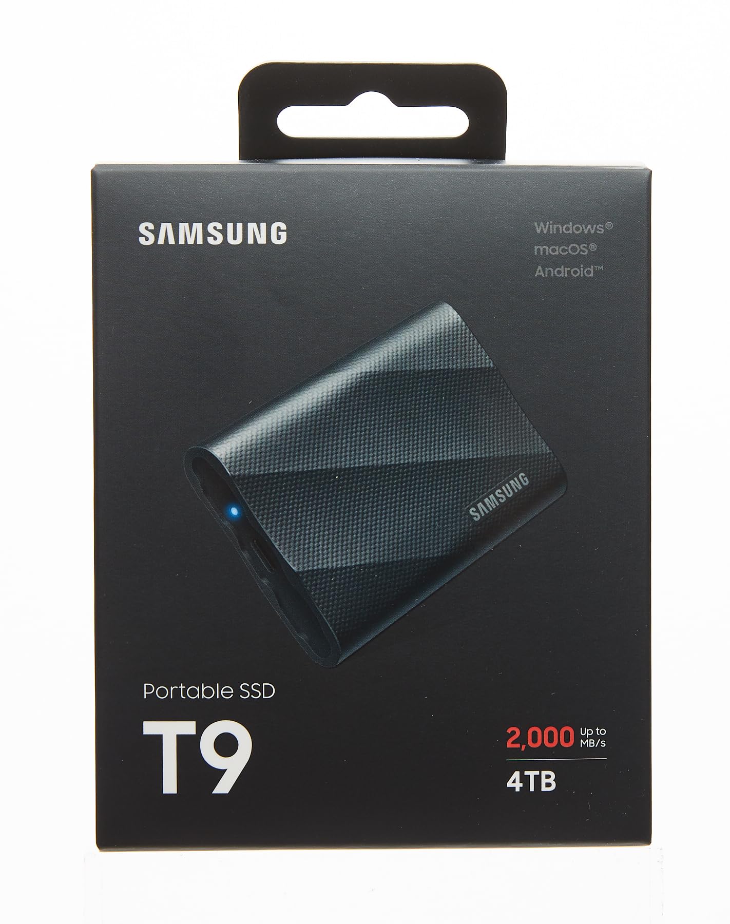 Samsung T9 Portable SSD 4TB, Up to 2,000MB/s, USB 3.2 Gen 2x2 External Solid State Drive, Up to 3 m Drop Resistant, for Creative Professionals, Youtubers, Content Creators, Mac Compatible, MU-PG4T0B