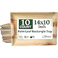 Dtocs Disposable Charcuterie Boards 14x10 Inch (10 Pcs) | Wooden Serving Tray Look Palm Leaf Platters for Food Appetizers, Pa