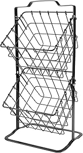 TQVAI 2 Tier Countertop Metal Fruit Storage Basket Multipurpose Rack for Holding Veggies, Snacks, K-Cups, Sundries, Black