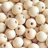 200pcs 20mm Wood Beads Unfinished Natural Round Wooden Spacer Beads Wood Loose Beads for Craft Making Home Decoration