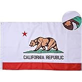 VICDRIA California State Flag 4x6 Ft, Deluxe Full Embroidered Heavy Duty 100% Polyester Durable CA Outside Flags, Indoor/Outdoor, Sewn Stripes and Brass Grommets