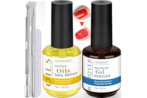 LOUINSTIC Gel Nail Polish Remover,Professional Gel Polish Remover Kit with Cuticle Oil for Nails(1pc nail file,cuticle pusher)