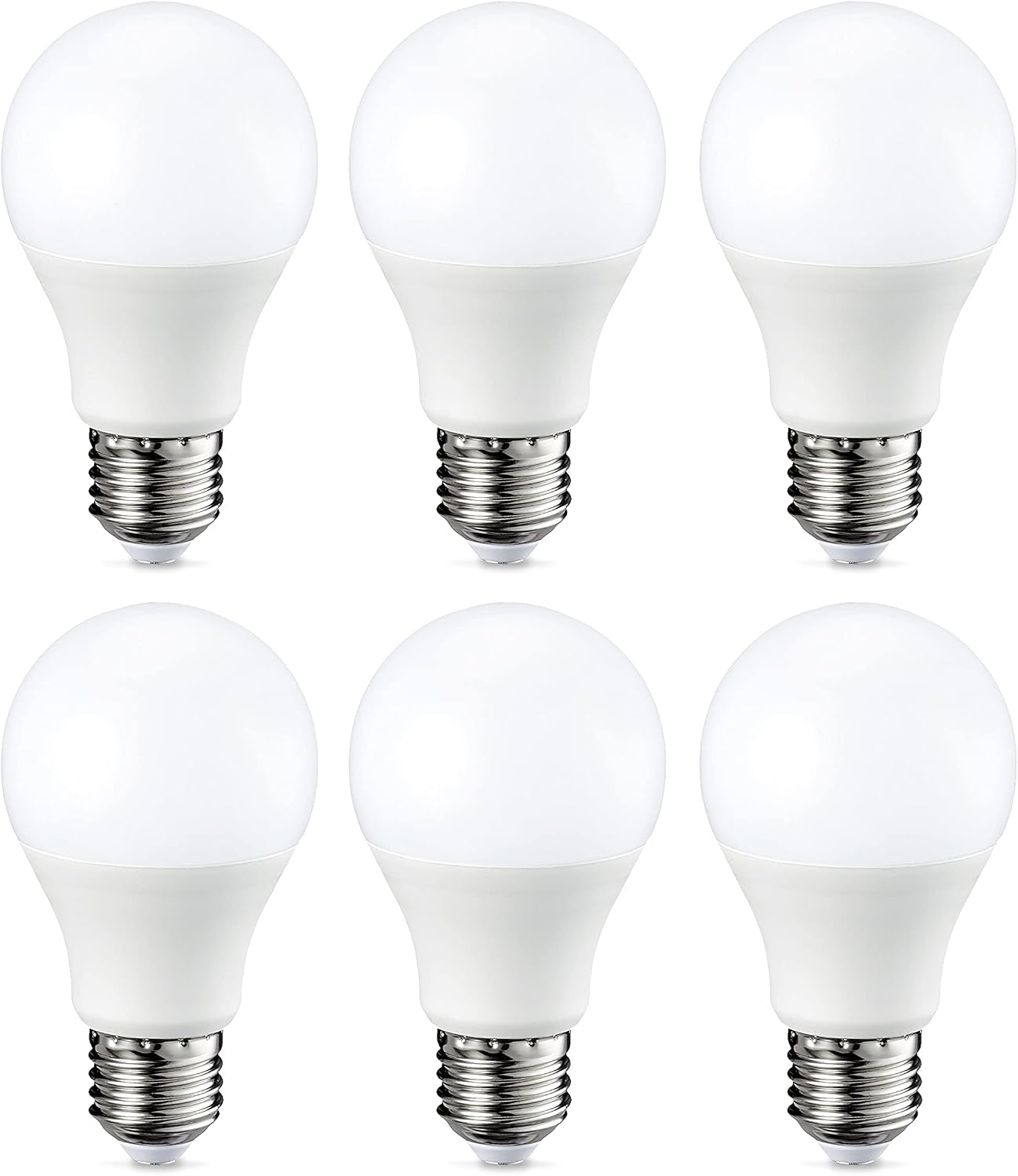 Amazon Basics LED E27 Edison Screw Bulb, 8.5W (equivalent to 60W), Warm White, Dimmable - Pack of 6, 6 Count (Pack of 1)