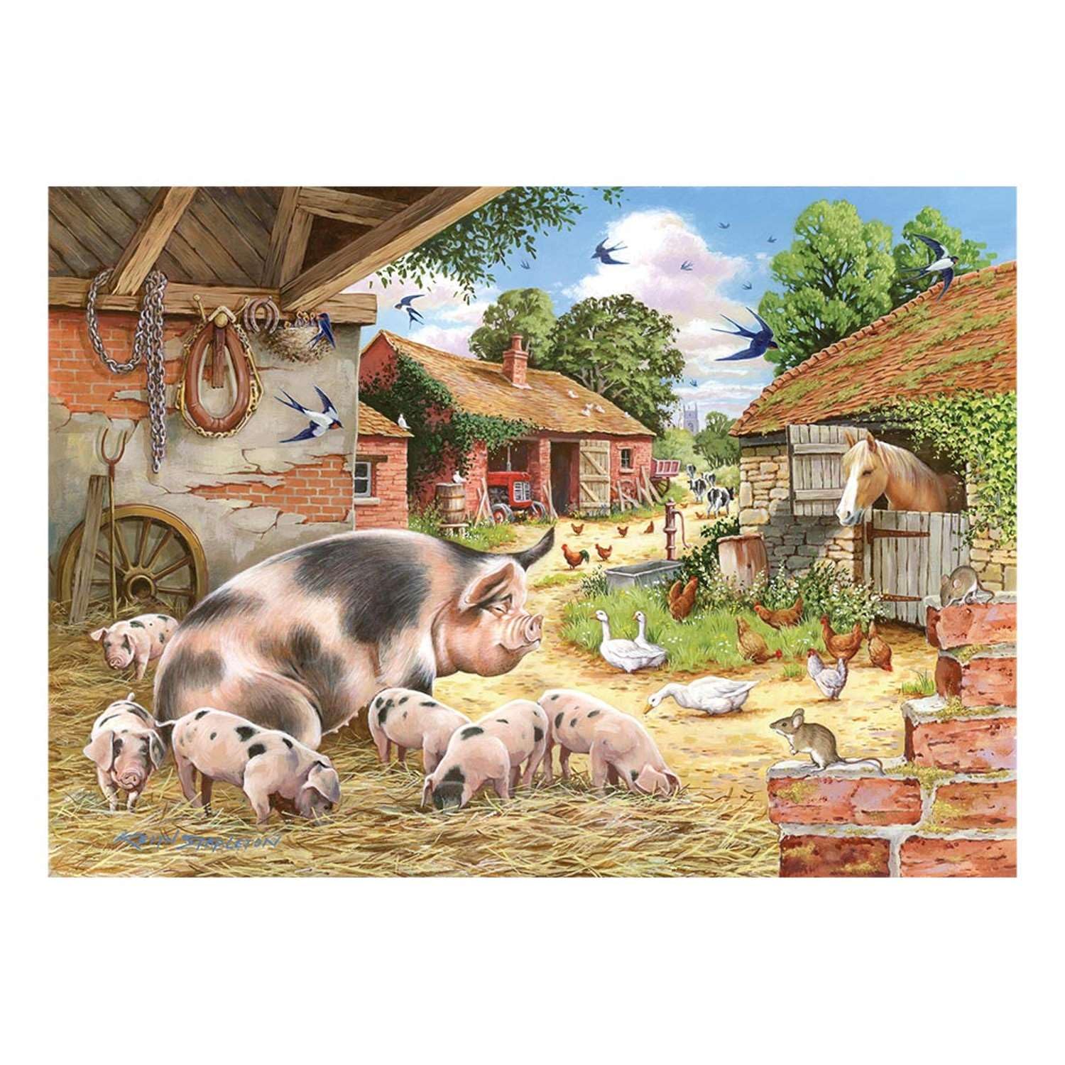 The House of Puzzles - Poppy's Piglets Jigsaw - Big 500 Piece Jigsaws For Adults, Extra Large Pieces, Artist Illustrated, Scenic Landscape, Deluxe Puzzle Gifts โ image 1