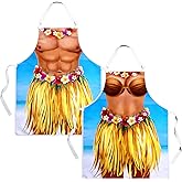 Hillban 2 Pack Funny Cooking Apron Women Men Sexy Apron Creative Funny Clothing with Adjustable Waist Ties for Cooking BBQ