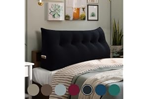 WOWMAX Wedge Pillow Headboard Queen Triangular Headboard Pillow Queen Bed Wedge Pillow for Headboard Bolster Pillow for Bed Daybed Pillows with Removable Cover, Velvet(100% Cotton), Black
