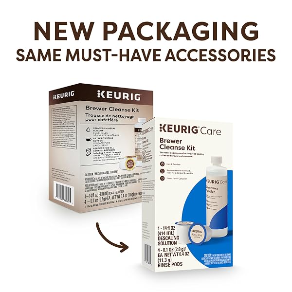 KEURIG BREWER CLEANSE KIT FOR BREWER DESCALING AND MAINTENANCEINCLUDES DESCALING SOLUTION & RINSE PODS, COMPATIBLE WITH KEURIG CLASSIC/1.0 & 2.0 K-CUP POD COFFEE MAKERS, 5 COUNT