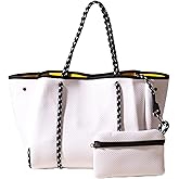 POPUPS Large Neoprene Tote Bag for Women – Stylish Work, Beach, Travel Bag with Pockets, Rope Handles with Zipper Pouch