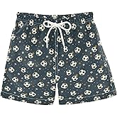 ALAZA Soccer Ball Star Navy Blue Boys Quick Dry Beach Board Shorts Kids Swim Trunks Bathing Suit Swimsuit 4T
