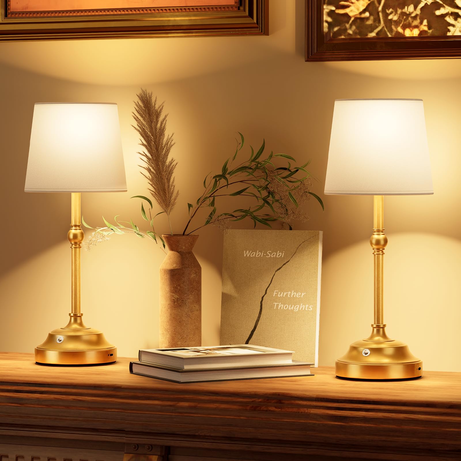Photo 1 of VOLISUN Cordless Table Lamp, 2 Pack 5200mAh Battery Operated Lamp, Touch Dimmable Wireless Lamp Bedside Light for Bedroom, Living Room, Dining Room (Gold)