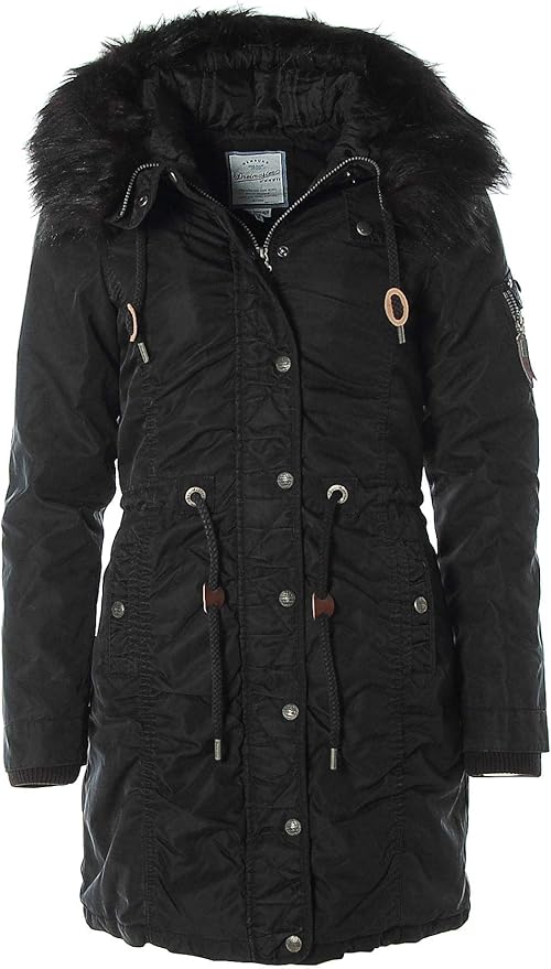 DreiMaster Damen Parka Mantel Kapuze (Schwarz, XS): Amazon.de: Bekleidung