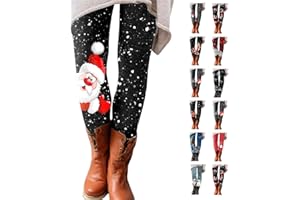 VLIOLAT Womens Christmas Leggings High Waisted Workout Tummy Control Pants Santa Claus Print Slim Fit Gym Legging Tights