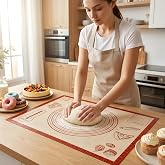 Non-slip Silicone Pastry Baking Mat 28''x 20'' Extra Large for Pastry Bread | Non-Stick Mat with Measurements, Counter Dough Rolling Oven Liner Fondant Pie Crust Sourdough Supplies Household Baking Gift