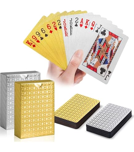 Amazon.com: jcoral 2 Pack Diamond Playing Cards Gold Silver Poker