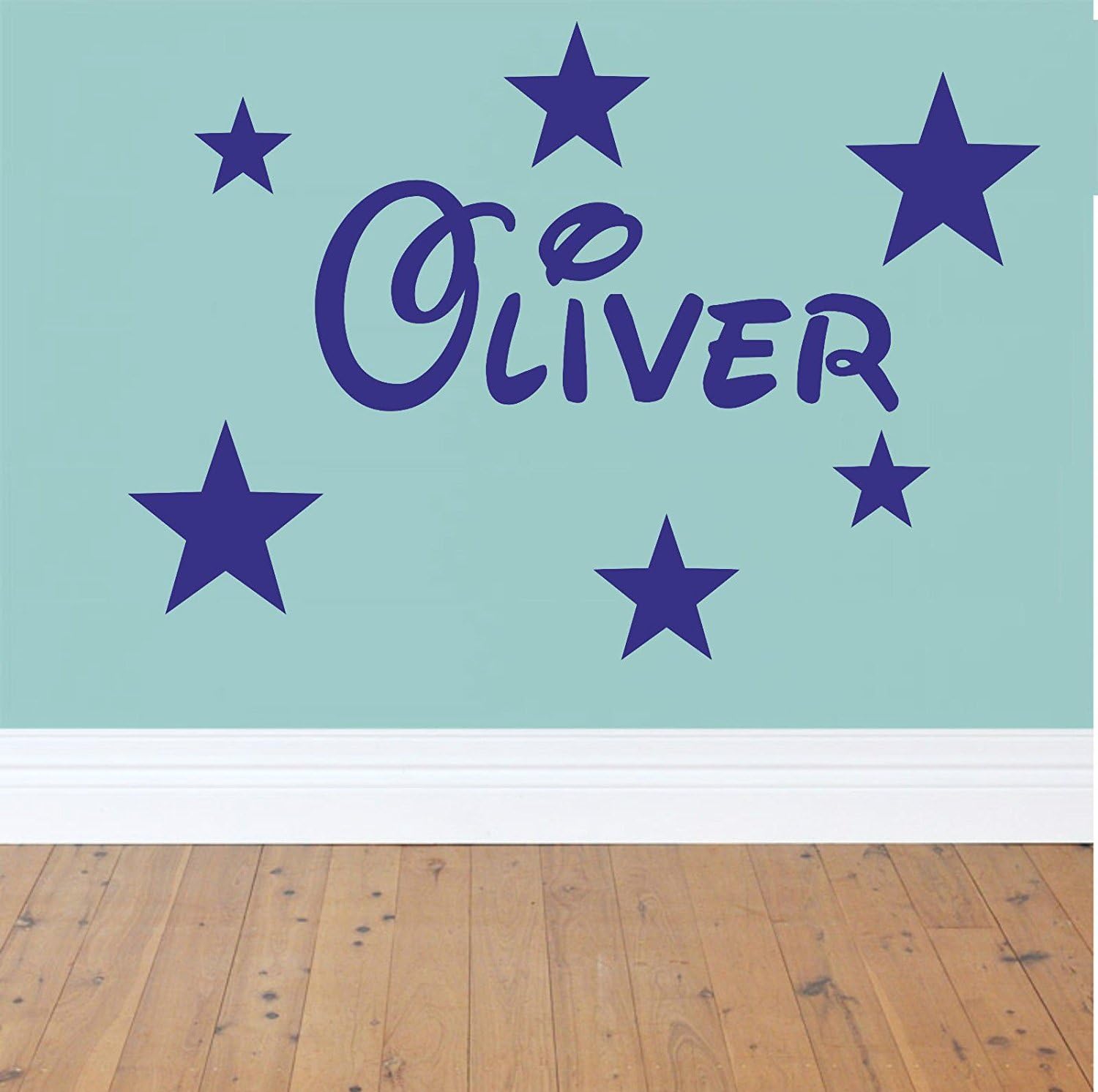 Personalised Name Stars Wall Art Boys or Girls Room Childrens Kids Sticker Vinyl (Grey)